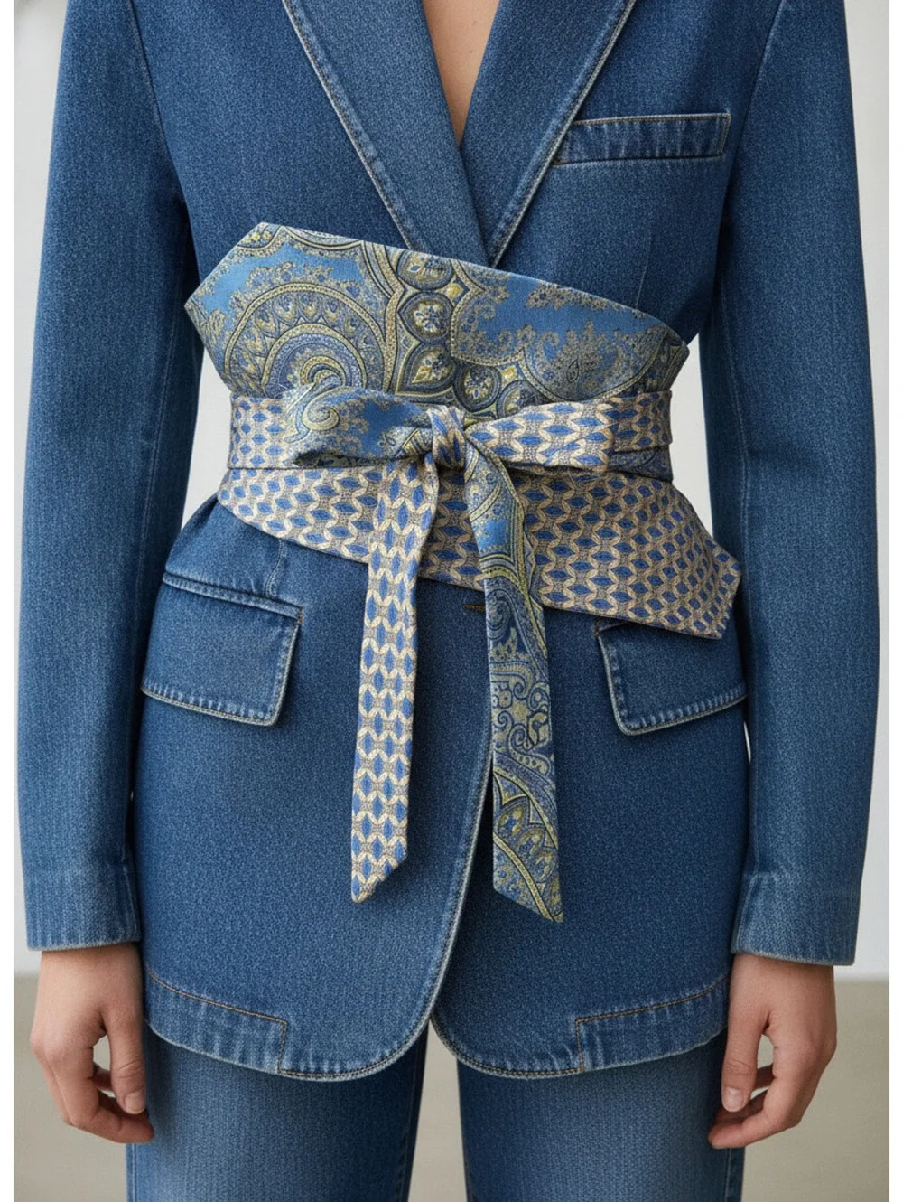 Upcycled Silk Necktie Obi Belt | Handmade Corset Style Belt | One of a Kind | OS